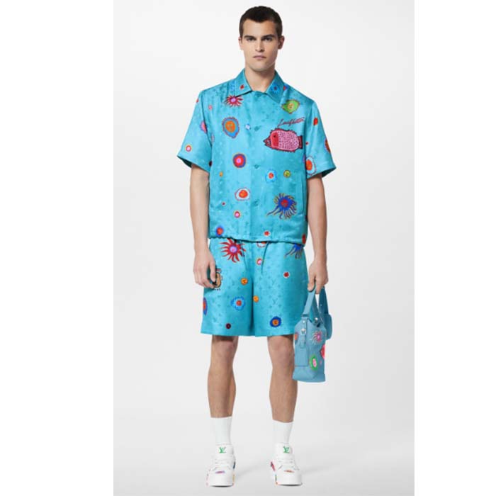 Louis Vuitton Unisex LV x YK LV Trainer Sneaker White Printed Grained Calf Leather Monogram Flowers