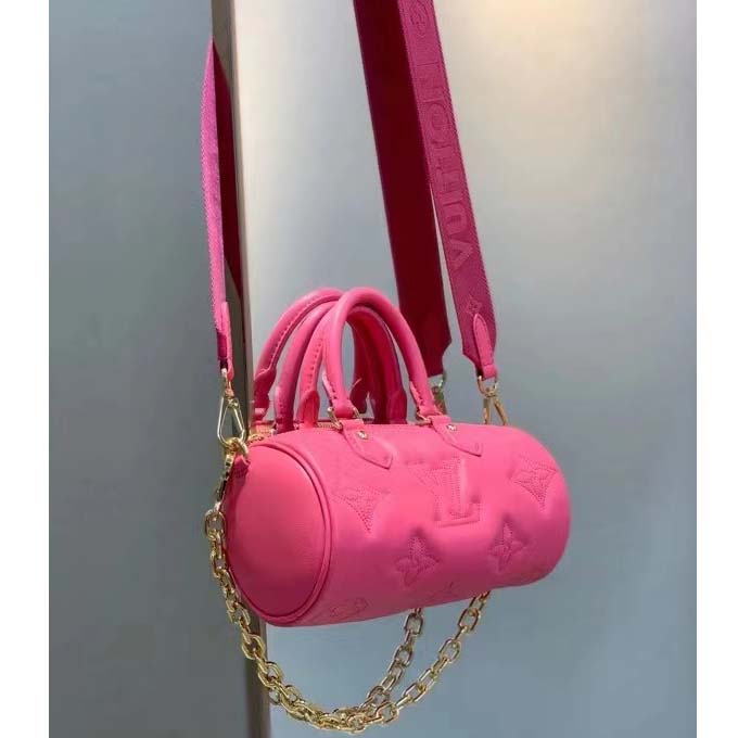 Louis Vuitton LV Women Papillon BB Handbag Pink Quilted Embroidered Smooth Calf