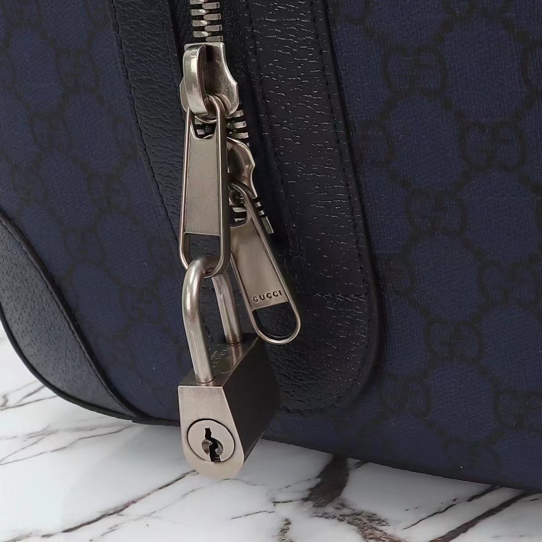 Gucci Unisex GG Savoy Small Duffle Bag Blue Black GG Supreme Canvas