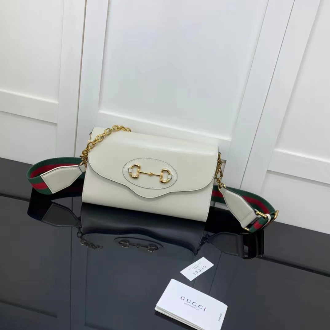 Gucci GG Women Gucci Horsebit 1955 Small Bag White Leather