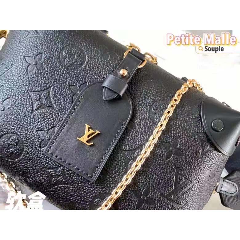Louis Vuitton LV Women Petite Malle Souple Black Embossed Grained Cowhide Leather