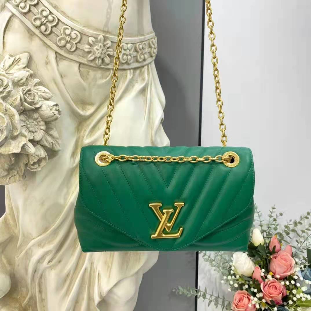 Louis Vuitton LV Women New Wave Chain Bag Handbag Emerald Green Smooth Cowhide Leather