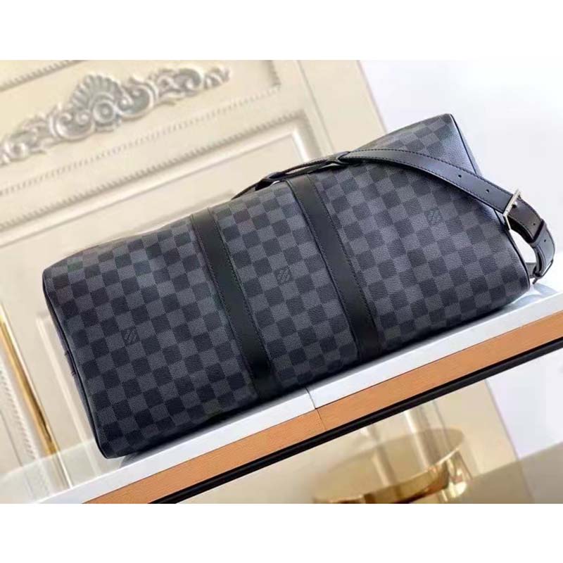 Louis Vuitton LV Unisex Keepall Bandoulière 45 Travel Bag Grey Damier Graphite Canvas