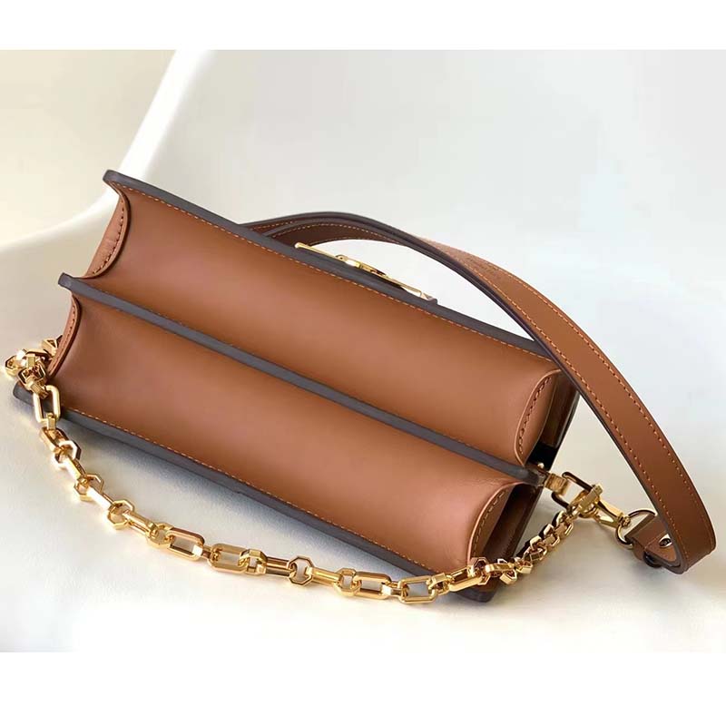 Louis Vuitton LV Women Dauphine MM Handbag Blue Coated Canvas Cowhide Leather