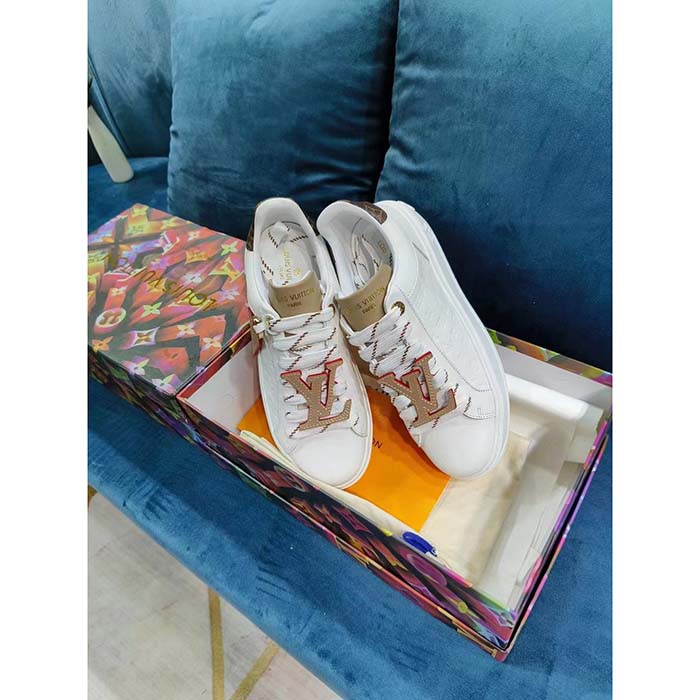 Louis Vuitton Women LV Time Out Sneaker Natural Monogram Embossed Calf Leather