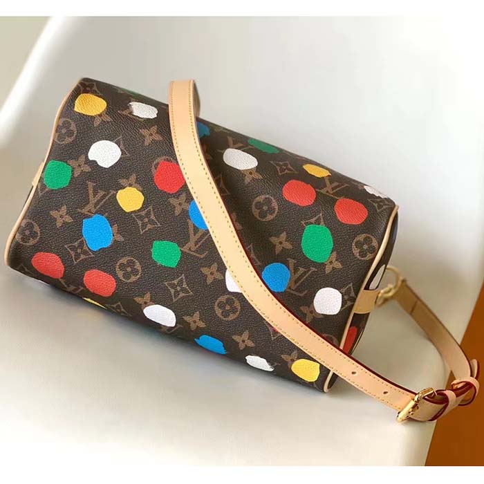 Louis Vuitton Unisex LVxYK Speedy Bandoulière 25 Monogram Coated Canvas 3D Painted Dots Print
