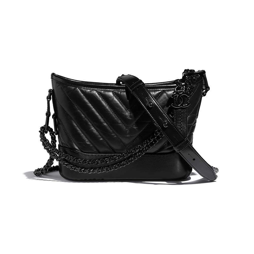 Chanel Women Chanel’s Gabrielle Small Hobo Bag in Aged and Smooth Calfskin-Black