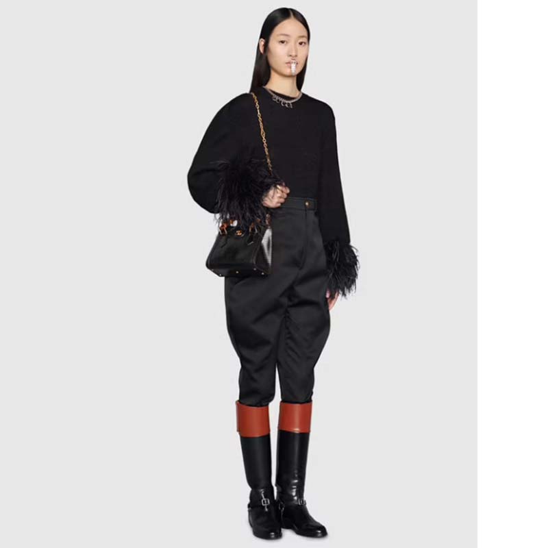 Gucci Women GG Diana Lizard Mini Bag Black Lizard Shiny Antique