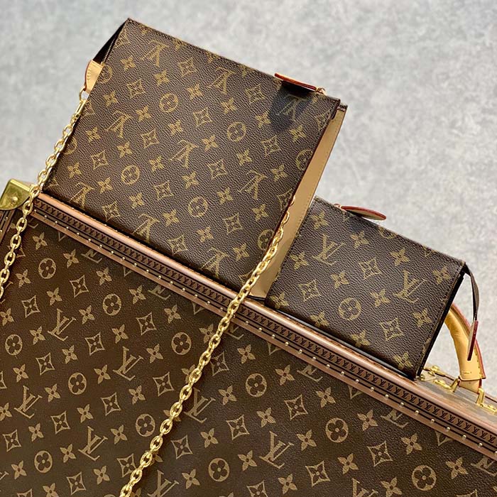 Louis Vuitton LV Women Toiletry Pouch On Chain Monogram Coated Canvas Cowhide