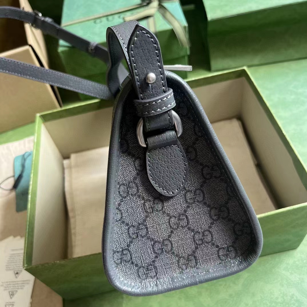 Gucci GG Unisex Ophidia GG Messenger Bag Grey Black GG Supreme Canvas