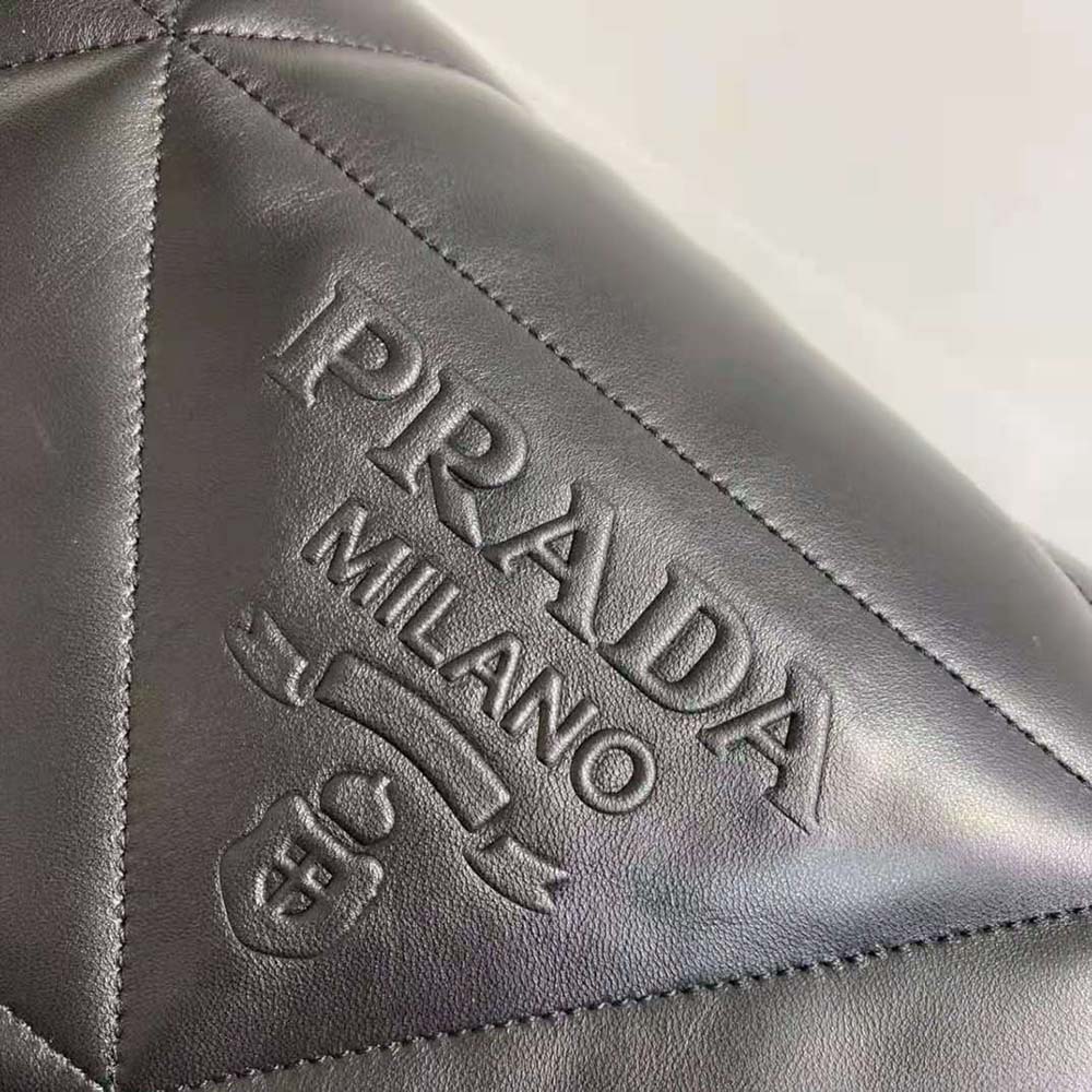 Prada Women Padded Nappa Leather Shoulder Bag-Black