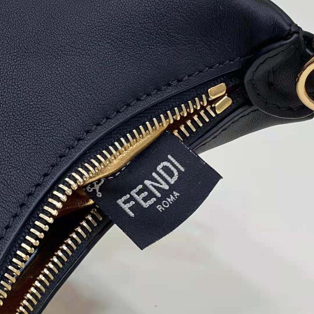 Fendi Women Nano Fendigraphy Black Leather Charm