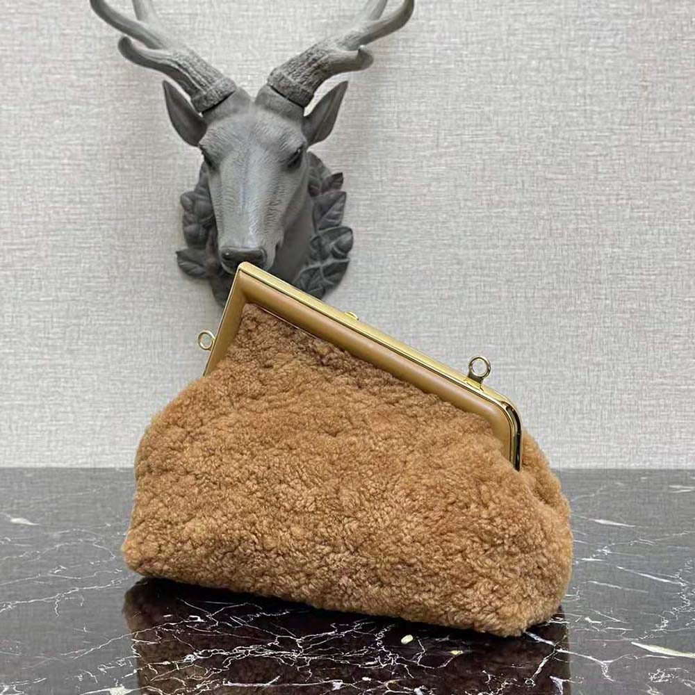 Fendi Women First Medium Beige Sheepskin Bag