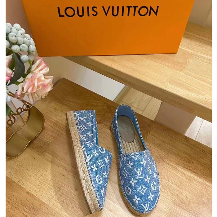 Louis Vuitton LV Women Starboard Flat Espadrille Blue Monogram Denim Rope Rubber