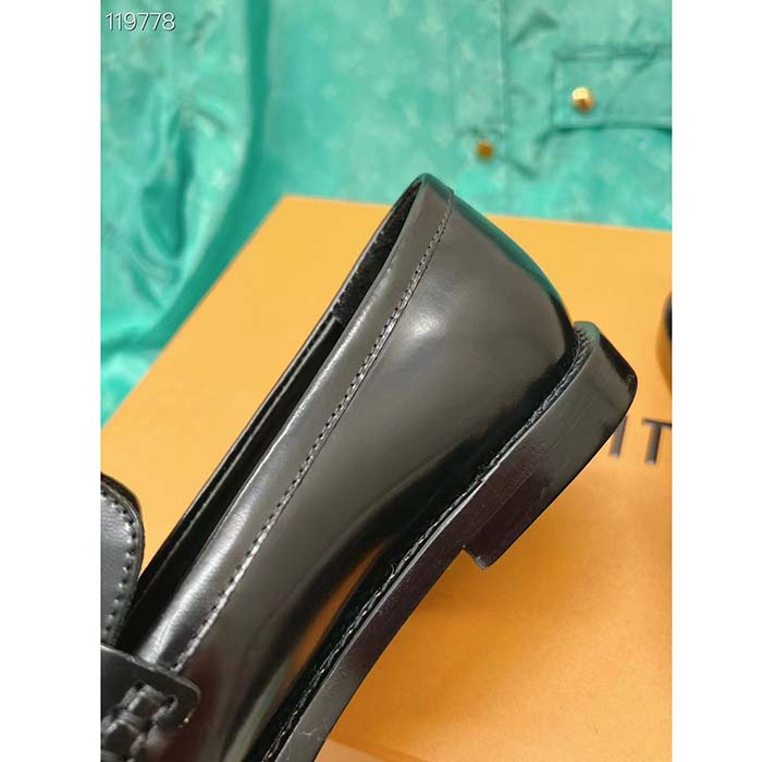 Louis Vuitton LV Unisex Connelly Flat Loafer Black Glazed Calf Leather Outsole