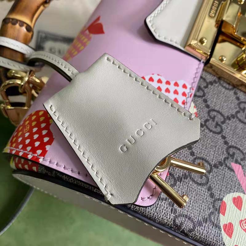 Gucci GG Women Les Pommes Padlock Small Bag GG Supreme Canvas