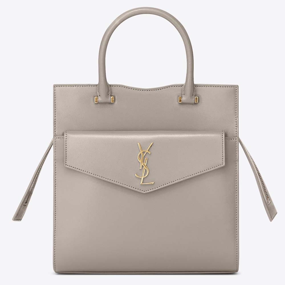 Saint Laurent YSL Women Uptown Small Tote Shiny Smooth Leather