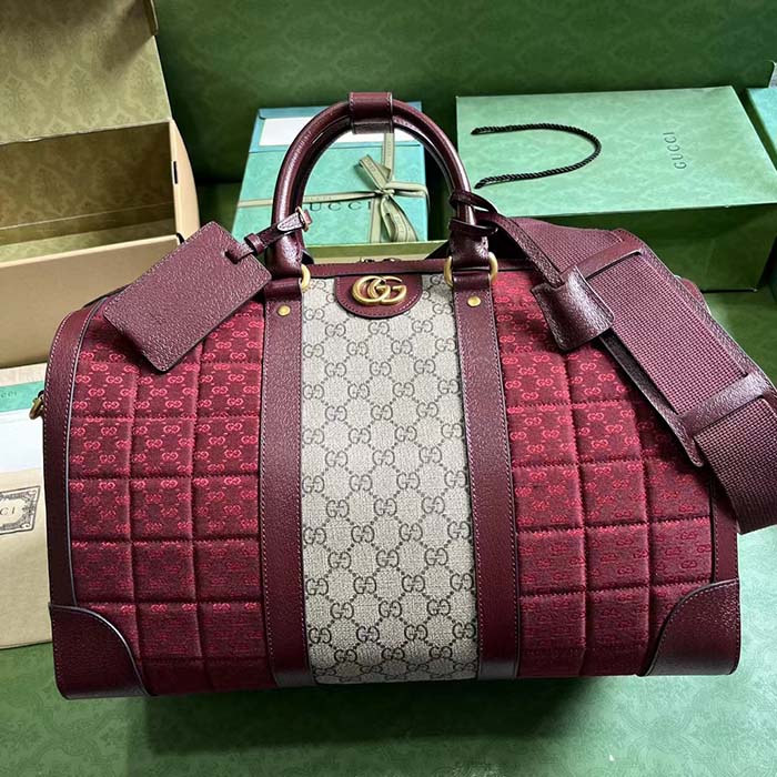 Gucci Unisex Mini GG Canvas Small Duffle Bag Burgundy Quilted Beige Ebony Supreme Canvas