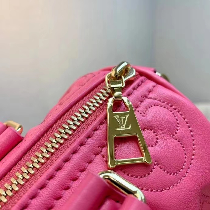 Louis Vuitton LV Women Papillon BB Handbag Pink Quilted Embroidered Smooth Calf