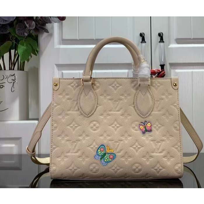 Louis Vuitton Women LV x YK OnTheGo Mini White Embossed Grained Monogram Cowhide Leather