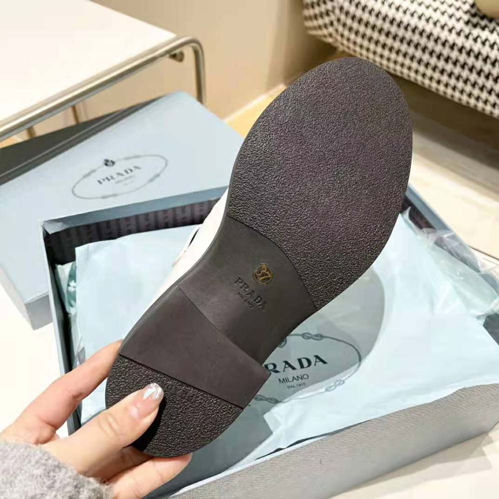 Prada Women Brushed-Leather Mary Jane T-Strap Shoes-White