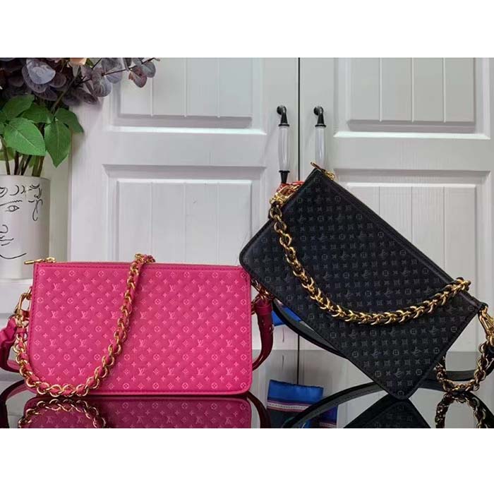 Louis Vuitton LV Women Lexington Pouch Black Monogram-Embossed Calf Leather