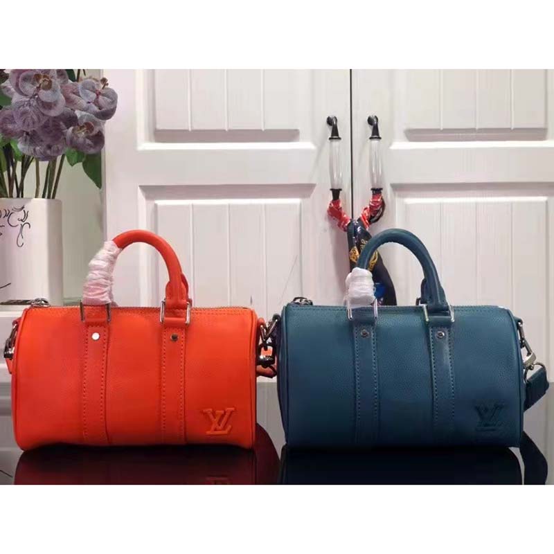 Louis Vuitton LV Unisex Keepall XS Blue Aerogram Cowhide Leather Textile Lining