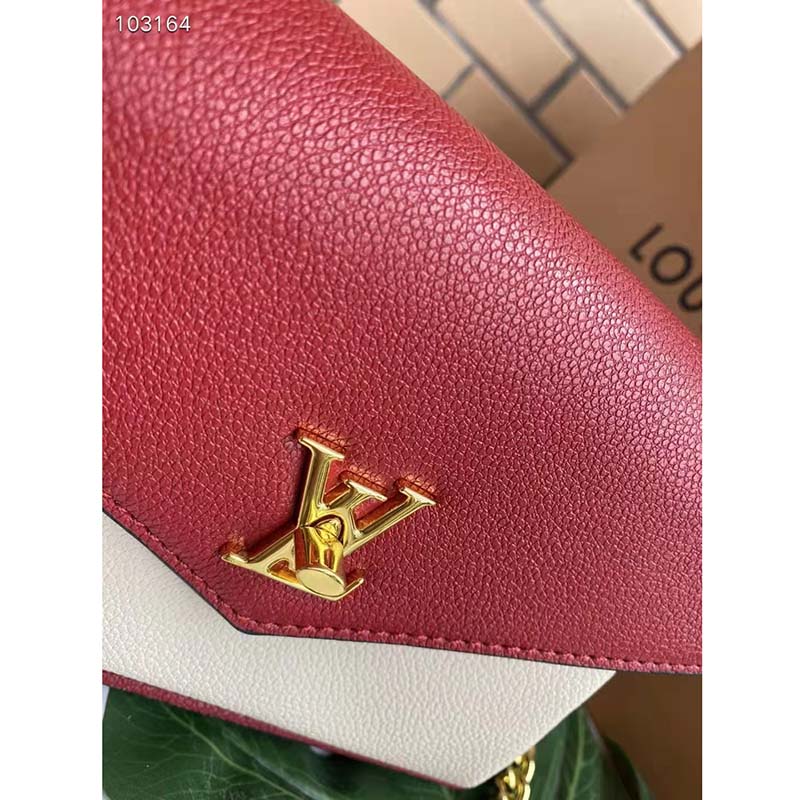 Louis Vuitton LV Women Mylockme Chain Pochette Red Soft Grained Calfskin