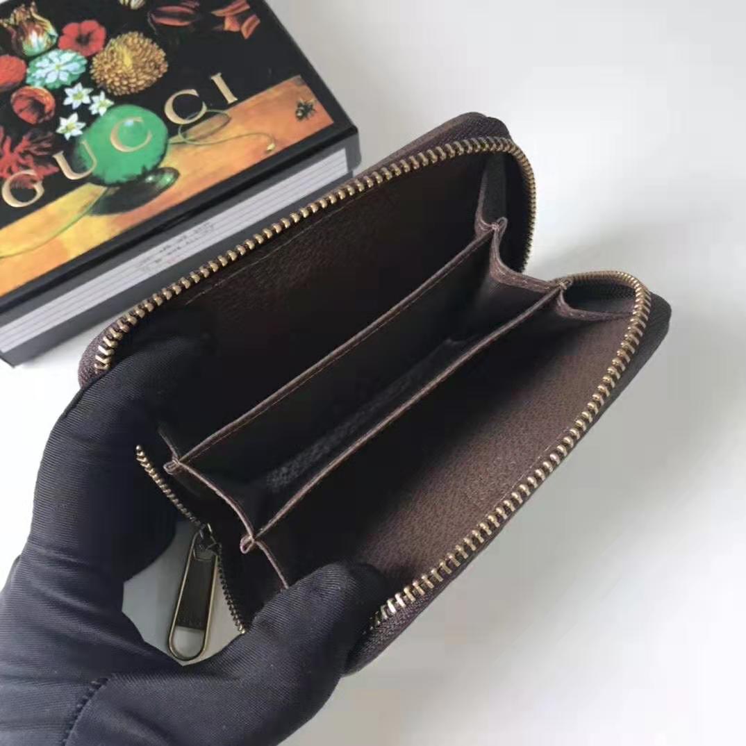 Gucci GG Unisex Ophidia GG Zip Around Card Case in Beige/Ebony GG Supreme Canvas