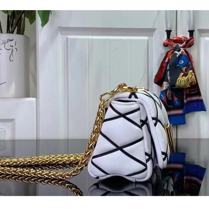 Louis Vuitton LV Women Pico GO-14 Black White Lambskin Cowhide Leather