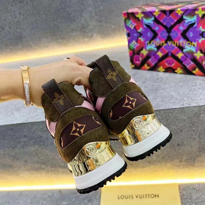 Louis Vuitton LV Unisex Run Away Sneaker Khaki Green Suede Calf Leather Monogram