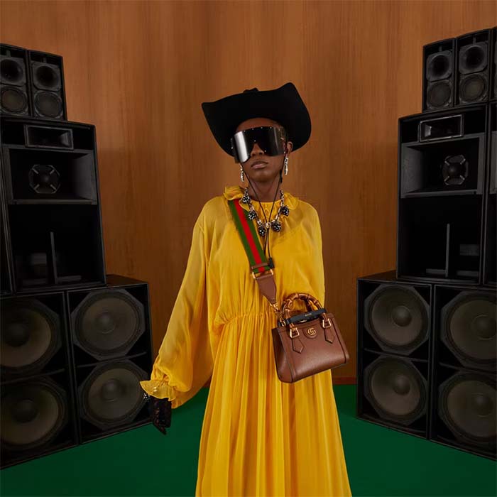 Gucci GG Women Diana Mini Tote Bag Cuir Brown Leather Double G