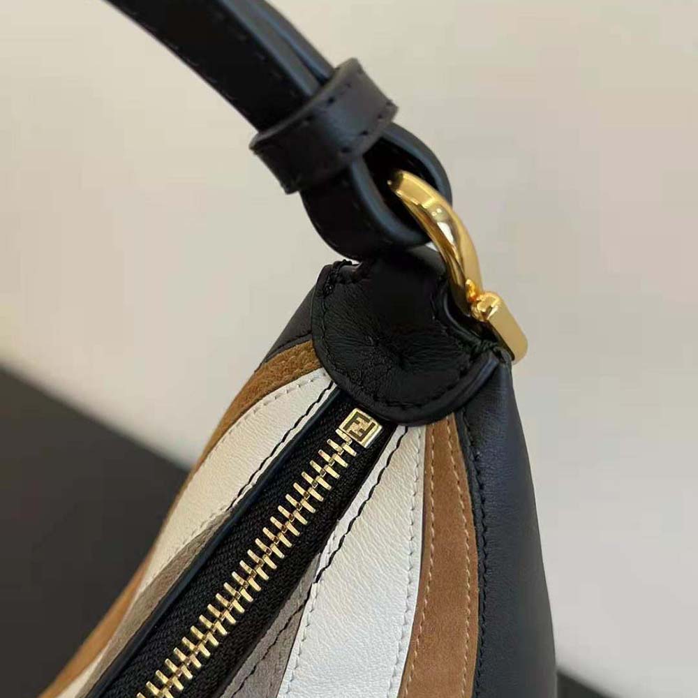 Fendi Women Fendigraphy Small Leather Bag with Beige and Brown Inlay