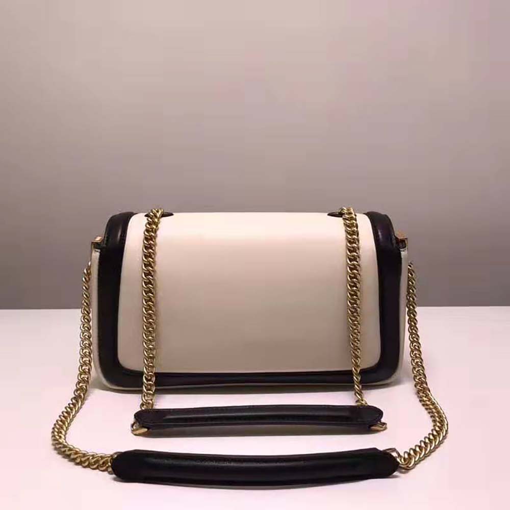 Fendi Women Baguette Chain Black and White Nappa Leather Bag