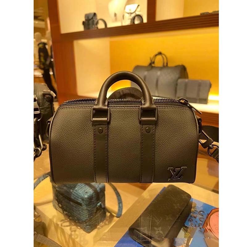 Louis Vuitton Unisex Keepall XS Black Aerogram Cowhide Leather Double Zipped Closure