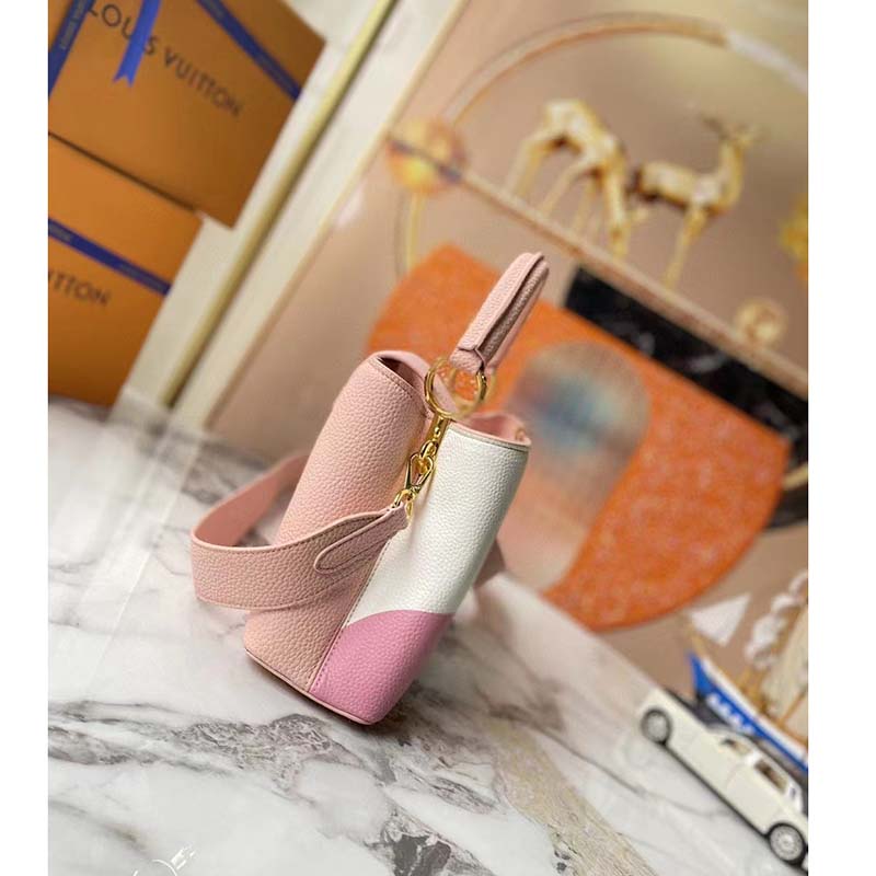 Louis Vuitton LV Women Capucines BB Pink Crème Taurillon Cowhide Leather