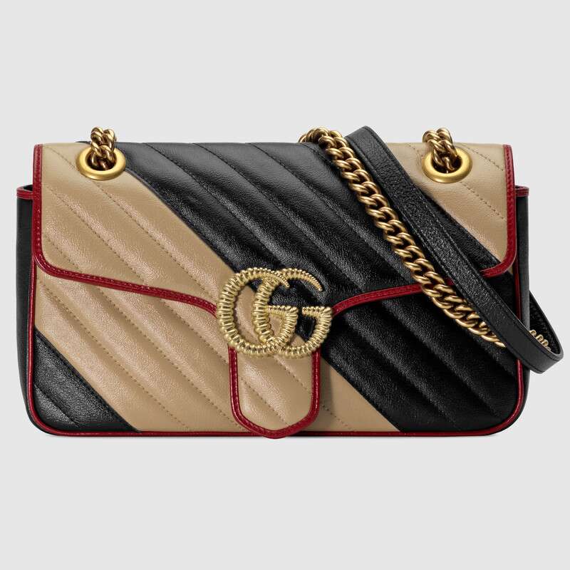 Gucci GG Women GG Marmont Small Shoulder Bag in Diagonal Matelassé Leather