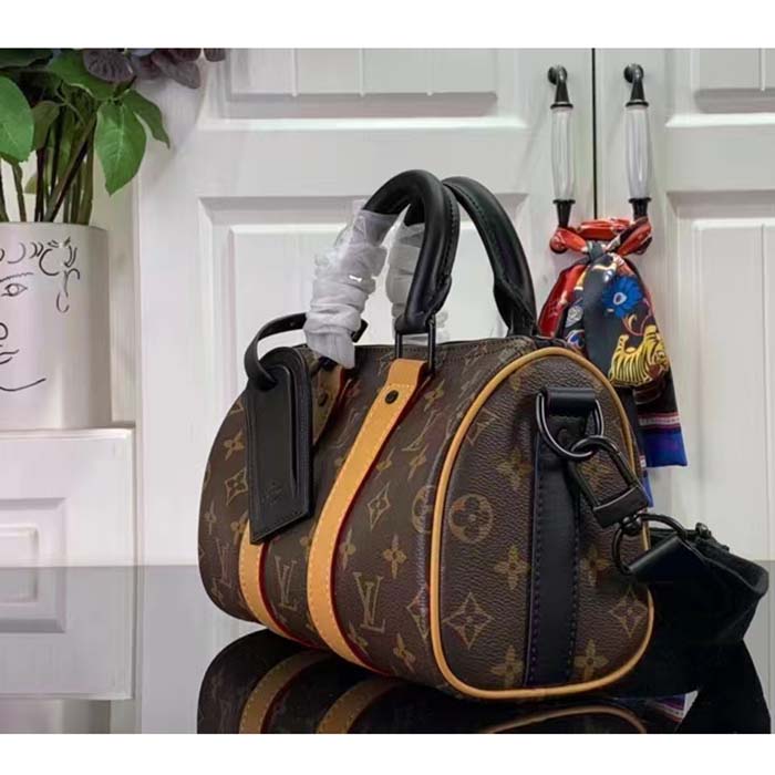 Louis Vuitton LV Unisex Keepall Bandoulière 25 Radiant Sun Monogram Macassar Coated Canvas