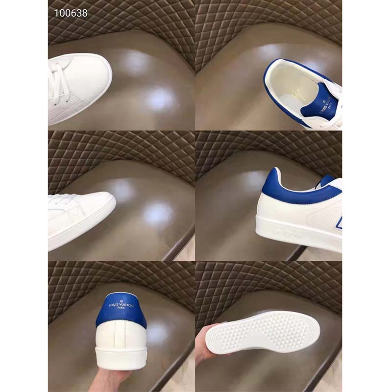 Louis Vuitton LV Unisex Luxembourg Sneaker Blue Perforated Calf Leather Rubber