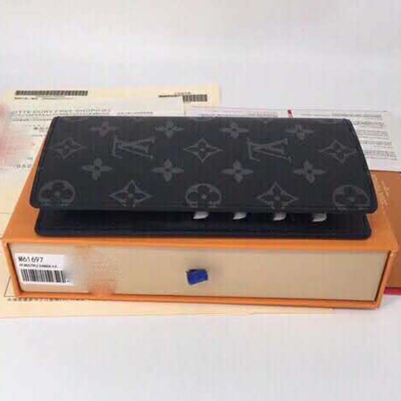 Louis Vuitton LV Unisex Brazza Wallet Monogram Eclipse Canvas-Grey