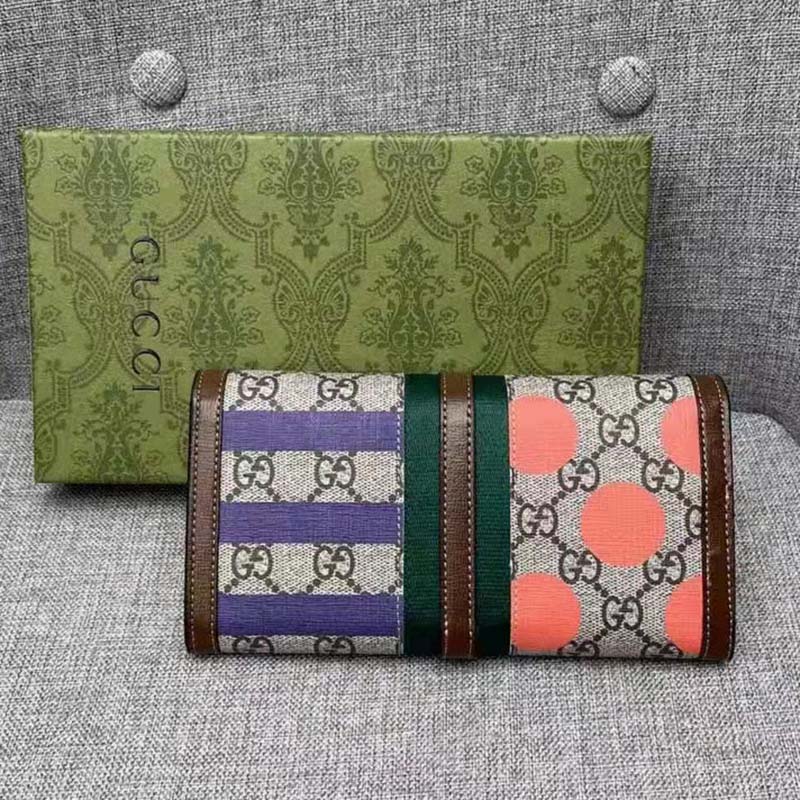 Gucci Women GG Jackie 1961 Chain Wallet Beige Ebony GG Supreme Canvas