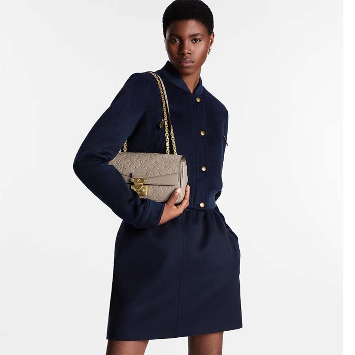 Louis Vuitton LV Women Marceau Dove Gray Embossed Grained Cowhide Leather