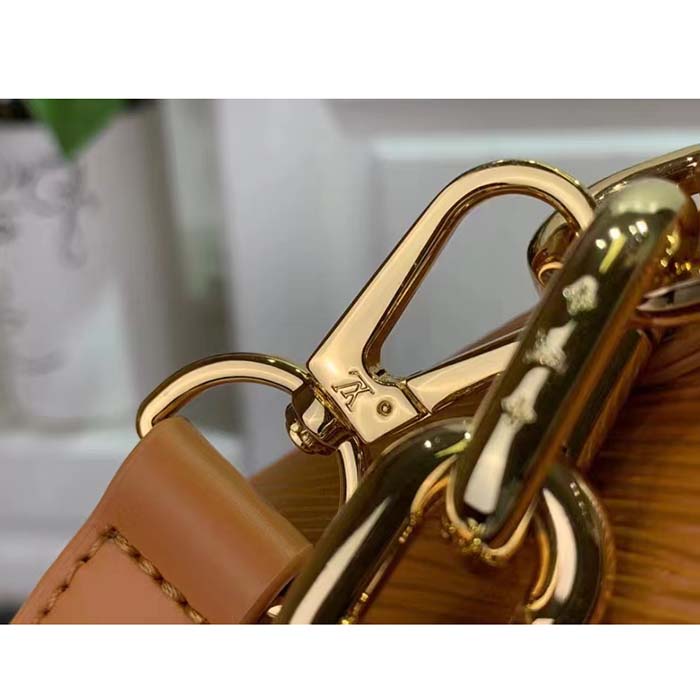 Louis Vuitton Women Twist Lock XL Gold Brown Epi Cowhide Leather Microfiber