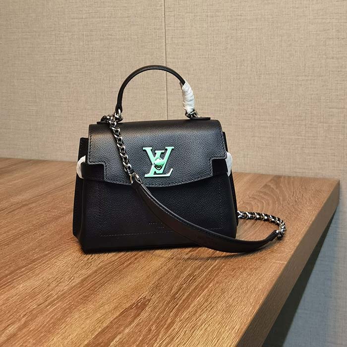 Louis Vuitton LV Women Lockme Ever Mini Handbag Black Grained Calf Leather