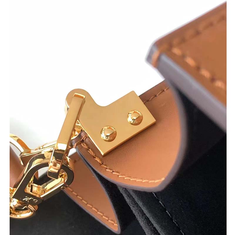 Louis Vuitton LV Women Dauphine MM Handbag Blue Coated Canvas Cowhide Leather