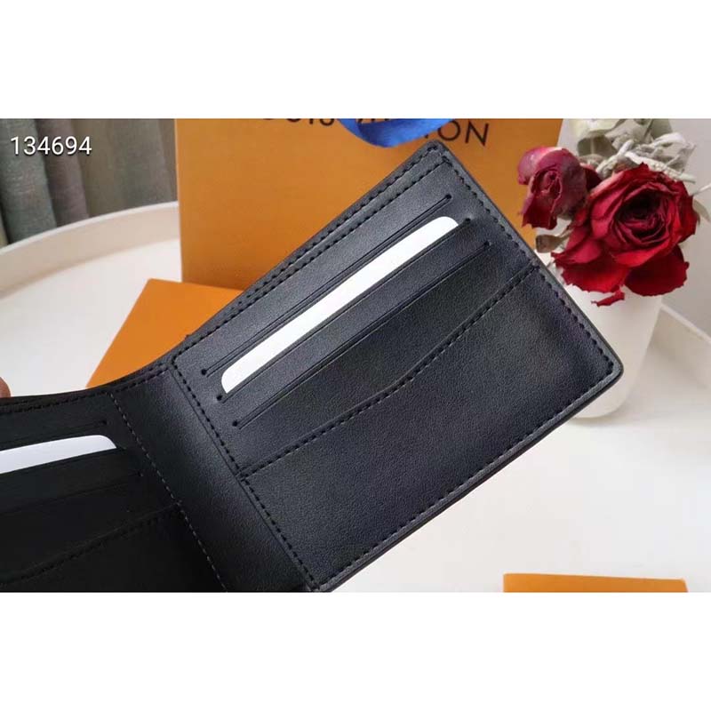 Louis Vuitton LV Unisex PF Slender Wallet Yelow Blue Taurillon Cowhide Leather