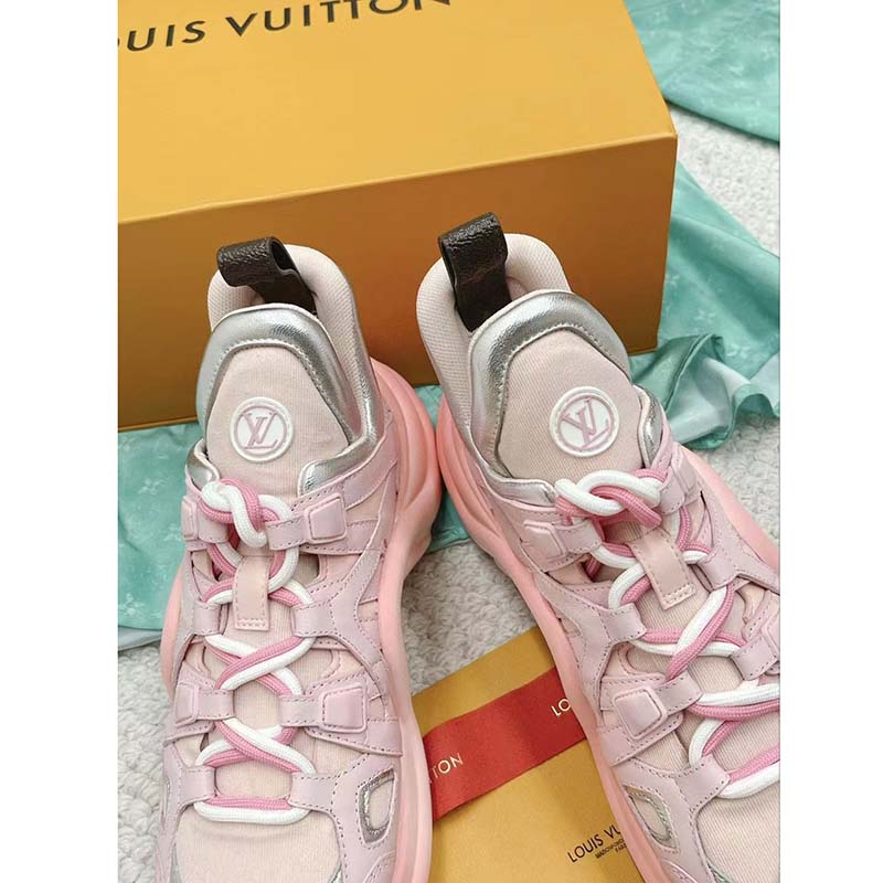 Louis Vuitton Women LV Archlight Sneaker Rose Clair Pink Mix Materials Ribbon Laces