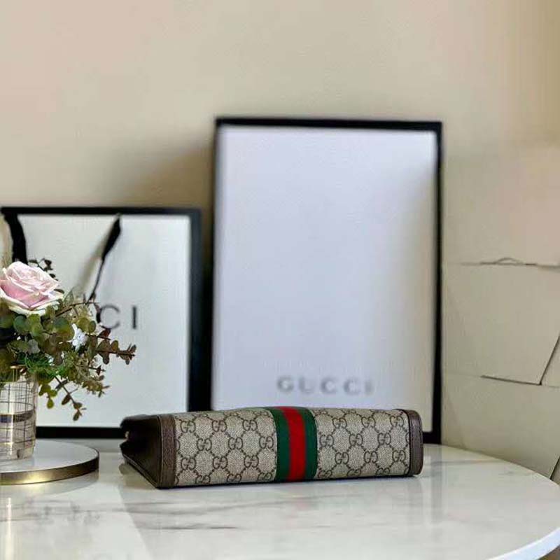 Gucci GG Unisex Ophidia Pouch Beige/Ebony GG Supreme Canvas