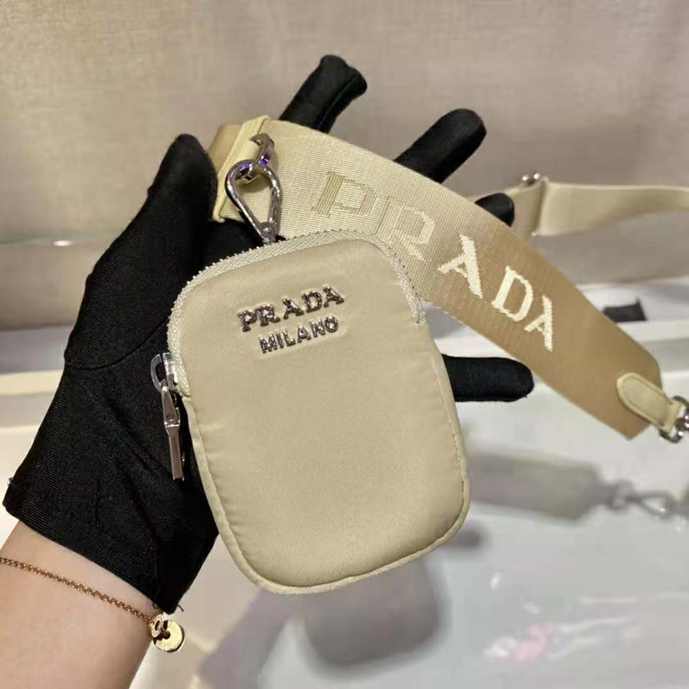 Prada Women Pocket Nylon and Brushed Leather Bag
