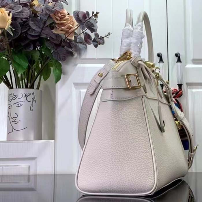 Louis Vuitton LV Women Lock It MM Crème Beige Taurillon Leather Calfskin Calf Leather